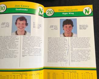 1985-86 North Stars Media Guide with Dino Ciccarelli Autographed Page