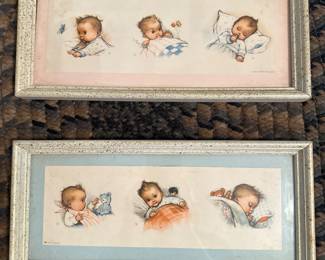 Vintage 50s Framed Nursery Art