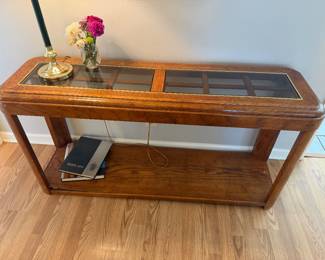 Vtg oak console table 54” W x 27.25” H x 16” D