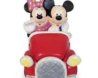 Vintage Disney Mickey and Minnie Mouse in Red Convertible Cookie Jar