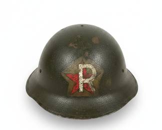 British Civil Defense Helmet with 'R' Marking