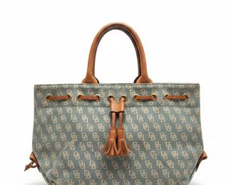 Dooney & Bourke Monogram Signature Drawstring Tote and Pebble Grain Satchel Set