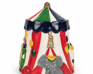 Vintage Circus Tent Cookie Jar with Elephant and Balloons