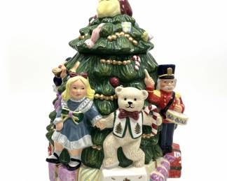 Spode Christmas Tree Cookie Jar "Toys Around The Tree"
