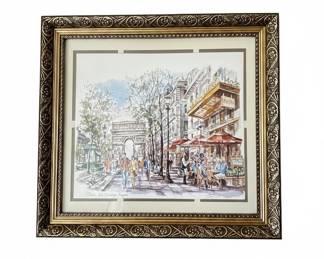 Paris Les Champs-Élysées Watercolor Print by Clodier