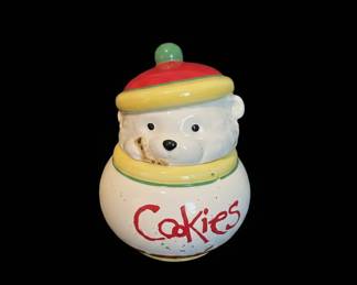 Vintage Polar Bear Cookie Jar with Red and Yellow Cap