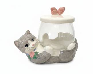 Vintage Treasure Craft Ceramic Cat and Fishbowl Cookie Jar