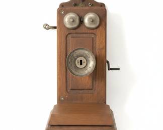 Vintage Kellogg Oak Crank Wall Telephone
