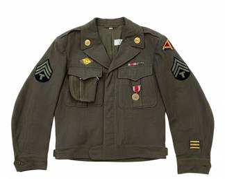 WWII US Army Ike Jacket with Staff Sergeant Rank and Unit Patch