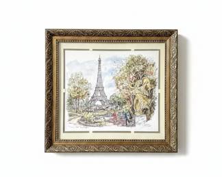 Paris La Tour Eiffel Watercolor Print by Clodier
