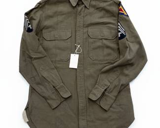 WWII US Army Air Forces Technical Sergeant Service Shirt with 14th Armored Division Insignia
