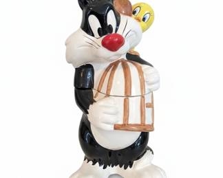 1993 Warner Bros. Looney Tunes Sylvester and Tweety Ceramic Cookie Jar