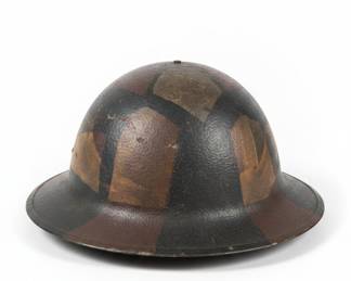 WWI British Brodie Helmet with Hand-Painted Camouflage