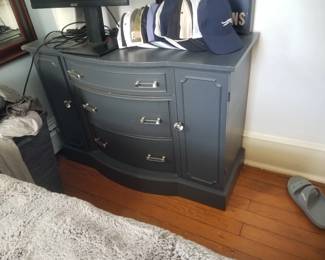 Blue 3-drawer dresser with cabinets
