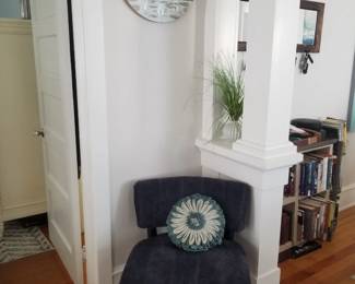 Accent chair; large wall clock