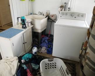 Cabinet; laundry sink; washing machine
