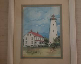 Framed lighthouse art