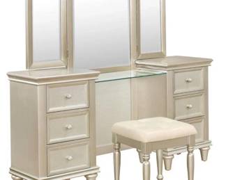 Note: silvery nightstands may be reconfigured as a vanity - all parts available