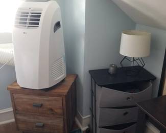 Portable air conditioner; 2-drawer nightstand