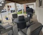 Firepit and 4 chairs with cushions