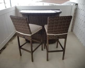 All weather wicker bar & 2 bar stools
