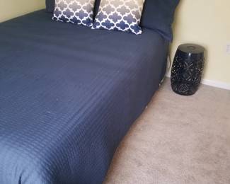 Full/double bed; metal accent table - 2 available