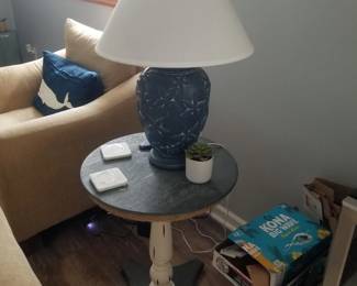 End table; table lamp