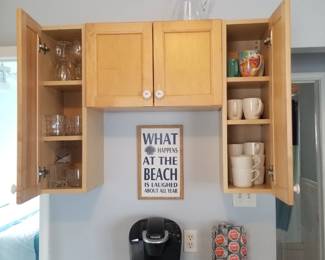 Cabinetry; glassware; mgs; Keurig coffeemaker