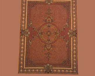 Warm rust traditional rug with an ornate central medallion and decorative border.