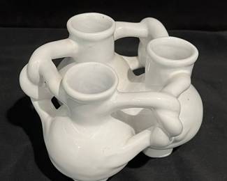 White Ceramic Fuddling Cup Candelabra