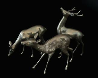 Mid-Century Brass Deer Figurines Set of 3