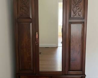 French Provincial Style Carved Armoire
