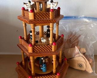 German Wooden Christmas Pyramid - Nativity Carousel