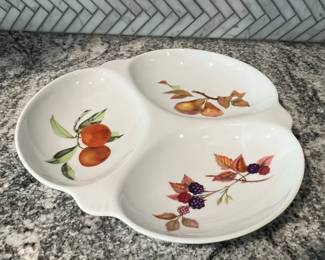 Royal Worcester Evesham Gold Three-Section Relish Dish