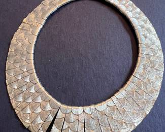 Les Bernard Egyptian Revival Scale Link Collar Necklace Style