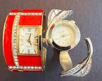 Perennial and Studio Enamel and Rhinestone Bangle Watch