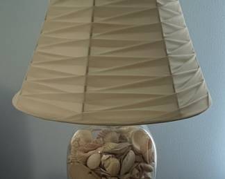 Coastal Style Seashell Filled Glass Table Lamp