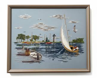Nautical Sailboat Embroidered Wall Art