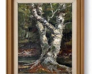 Oil Painting of Birch Trees Wall Art- Veontha Ward White (Cook) - Chester, Vermont