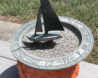 Sailboat Style Sundial with Grapevine Planter Base