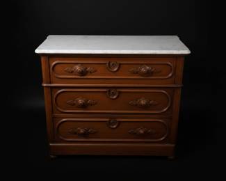 Victorian Walnut Marble Top Chest