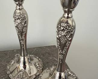 Godinger Baroque Style Silverplate Candlestick Pair