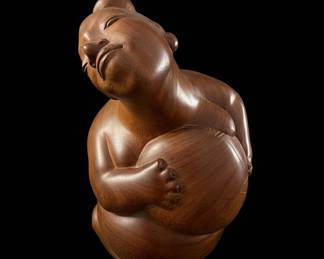 Balinese Hand-Carved Wood Figure by W.J. Purnie