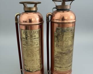 Vintage Essanay and Alert Copper Fire Extinguishers