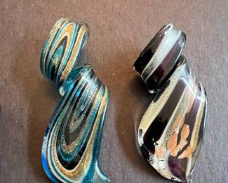 Murano Style Glass Swirl Pendants