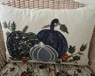 Autumn Hill Beaded Pumpkin Throw Pillow
