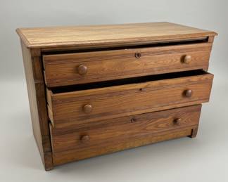 Antique English Pine Three-Drawer Dresser