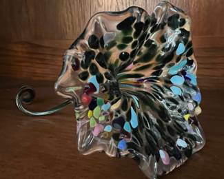 Murano Style Confetti Art Glass Flower Sculpture