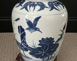 Blue and White Porcelain Chinoiserie Ginger Jar Style