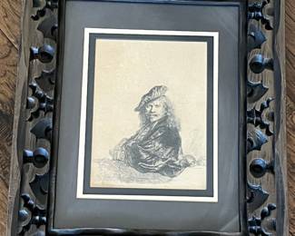 Rembrandt "Self-Portrait Leaning on a Stone Sill" Framed Art